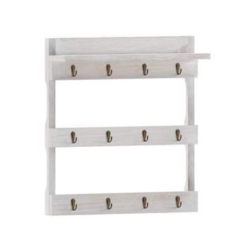 Emma and Oliver Wall Mounted Mug Rack with 12 Coffee Cup Hangers and Built-In Shelf for Coffee, Sugar & More