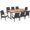Costway 9 Pieces  Patio Rattan Dining Set with Acacia Wood Table, 1.9" Umbrella Hole - 2 of 4