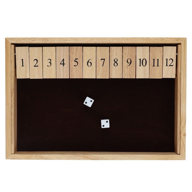 WE Games 12 Number Shut the Box Board Game, Natural Wood, 13.5 in., 5 of 10