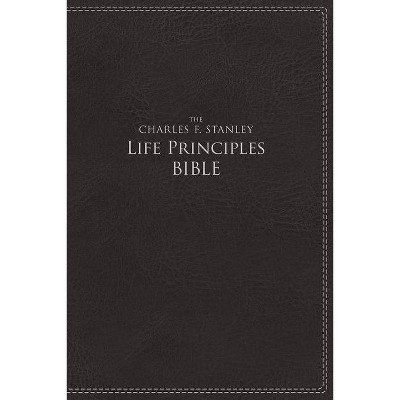 NIV, the Charles F. Stanley Life Principles Bible, Imitation Leather, Black, Red Letter Edition - by  Thomas Nelson (Leather Bound)