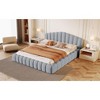 Sapphtopaz Velvet Queen Bed Frame Floor Bed with Shell-Shaped Headboard  Bedroom Furniture, No Box Spring Needed - 2 of 4