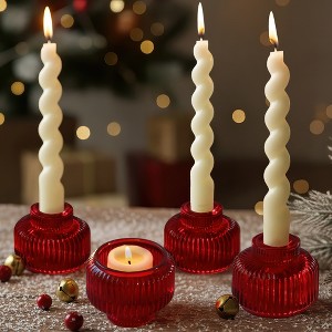 Kate Aspen 2-In-1 Fluted Colored Glass Taper Candlestick Candle Holders (Set of 4) - 1 of 4