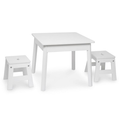 Bright White Wooden Kids Square Play Table - 25.4" Height