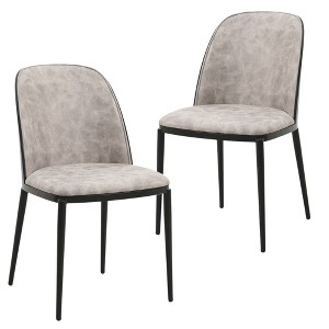 LeisureMod Tule Dining Side Chair with Velvet Seat and Black Powder-Coated Steel Frame Set of 2 - 1 of 4