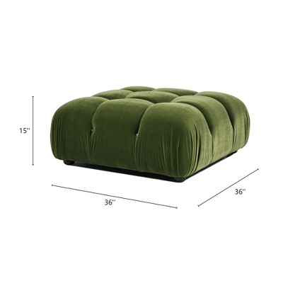 Olive Green Velvet Tufted Modular Cocktail Ottoman