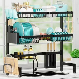 LunaLulinlk Over The Sink Dish Drying Rack, 31.5" -39" W Expandable Dish Drainer, Stainless Steel Dish Rack, X-Large - 1 of 4