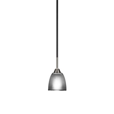 Toltec Lighting Paramount 1 - Light Pendant in  Matte Black/Brushed Nickel with 5" Clear Ribbed Shade