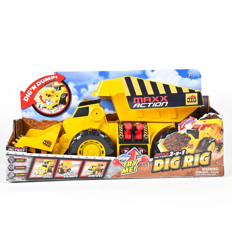 Maxx Action 2-N-1 Dig Rig Dump Truck and Front End Loader Toy Vehicle, 6 of 13