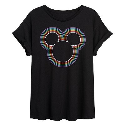 Women s Disney Rainbow Mickey Oversized Graphic T shirt Target