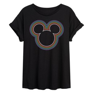 Women's - Disney - Rainbow Mickey Oversized Graphic T-Shirt - 1 of 4