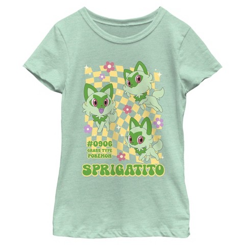 Pokemon Girl's Pokemon Sprigatito Floral Type T-Shirt - Mint - Small