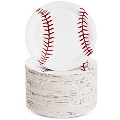 Blue Panda 80-Pack Baseball Paper Plates Theme Party, Game Day, End of Season Team Banquet, Kids Birthday Party Supplies, 9"