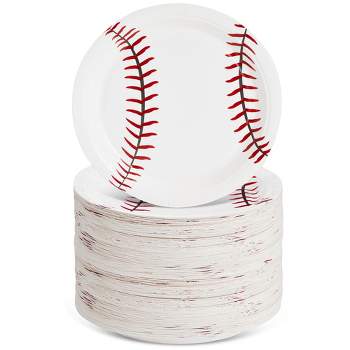 Blue Panda 80-Pack Baseball Paper Plates for Sports Theme Party, Game Day, End of Season Team Banquet, Kids Baseball Birthday Party Supplies, 9 In