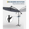 10 FT Hanging Cantilever Umbrella with 360 Degree Rotation, 8 Ribs Offset Patio Umbrella Cross Base Support Patio Umbrella with Easy Tilt Adjustment - 4 of 4