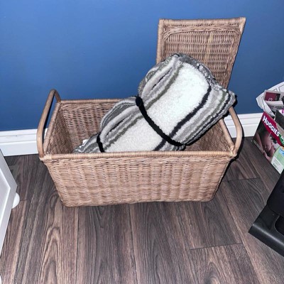 Large Rattan Storage Basket with Lid - Hearth & Hand™ with Magnolia ...