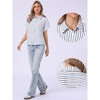 INSPIRE CHIC Women's Turndown Collar Striped Work Button Down Short Sleeve Business Causal Skirt - 2 of 4