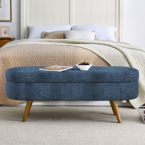 NicBex 43.5 Inch Ottoman Bench with Wooden Legs, Modern Oval Storage Bench for Living Room, Bedroom, Entryway, Load 250 lb - 1 of 4