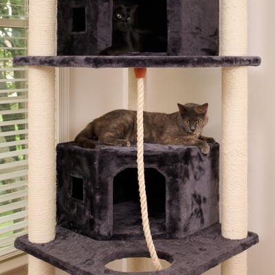 82-Inch Dark Gray Multi-Level Cat Tree with Sisal Posts