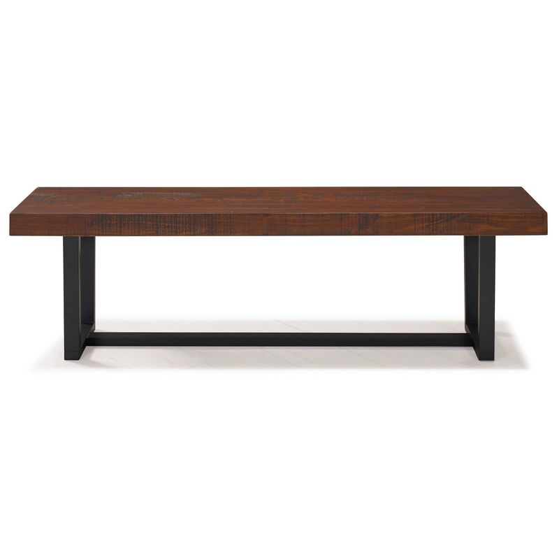 Modern Farmhouse 60" Solid Wood Distressed Plank Top Dining Bench - Saracina Home, 4 of 11