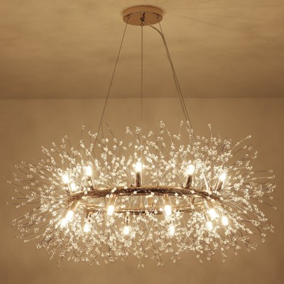 LLHZSY 12 - Light Modern Glam Sputnik Wagon Wheel Crystal Chandelier - Gold - 31 1/2"