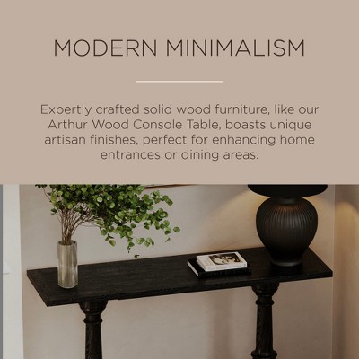 Arthur 60" Antiqued Black Solid Wood Console Table with Storage