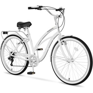Docred Beach Cruiser Bike,24/26 Inch 7-Speed Adult Bicycle, Comfortable Step-Through Frame with Rear Rack, Classic City Cruiser - 1 of 4