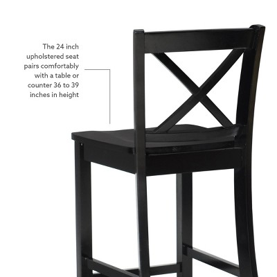 30" Black Mahogany X-Back Barstool