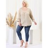Agnes Orinda Women's Plus Size Plain Cut-Out Gathered Patchwork Long Sleeve T-Shirt - 3 of 4