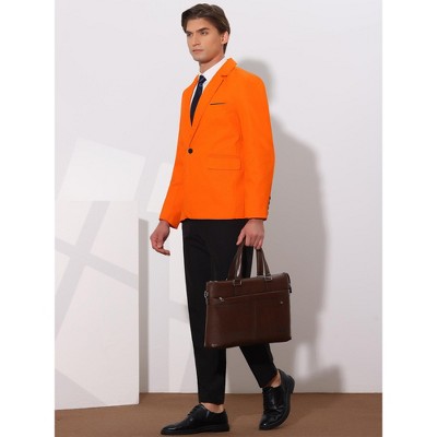 INSPIRE CHIC Men's Slim Fit One Button Bussiness Blazer Jackets Orange Small — фото 3