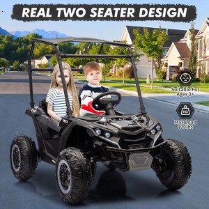 24V 2 Seater Kids Ride on UTV Toy with Sun Shade, 2.4G Remote Control, LED Lights, Music, 4 Shock Absorbers, 4WD Electric Car, 3 Speeds - 1 of 4