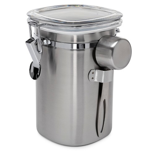 Stainless Steel Airtight Coffee Container With Spoon Storage - Temu