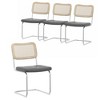 VYNXARIA Set of 4, Leather Dining Chair with High-Density Sponge, Rattan Chair for Dining room, Living room, Bedroom, Gray - 3 of 4