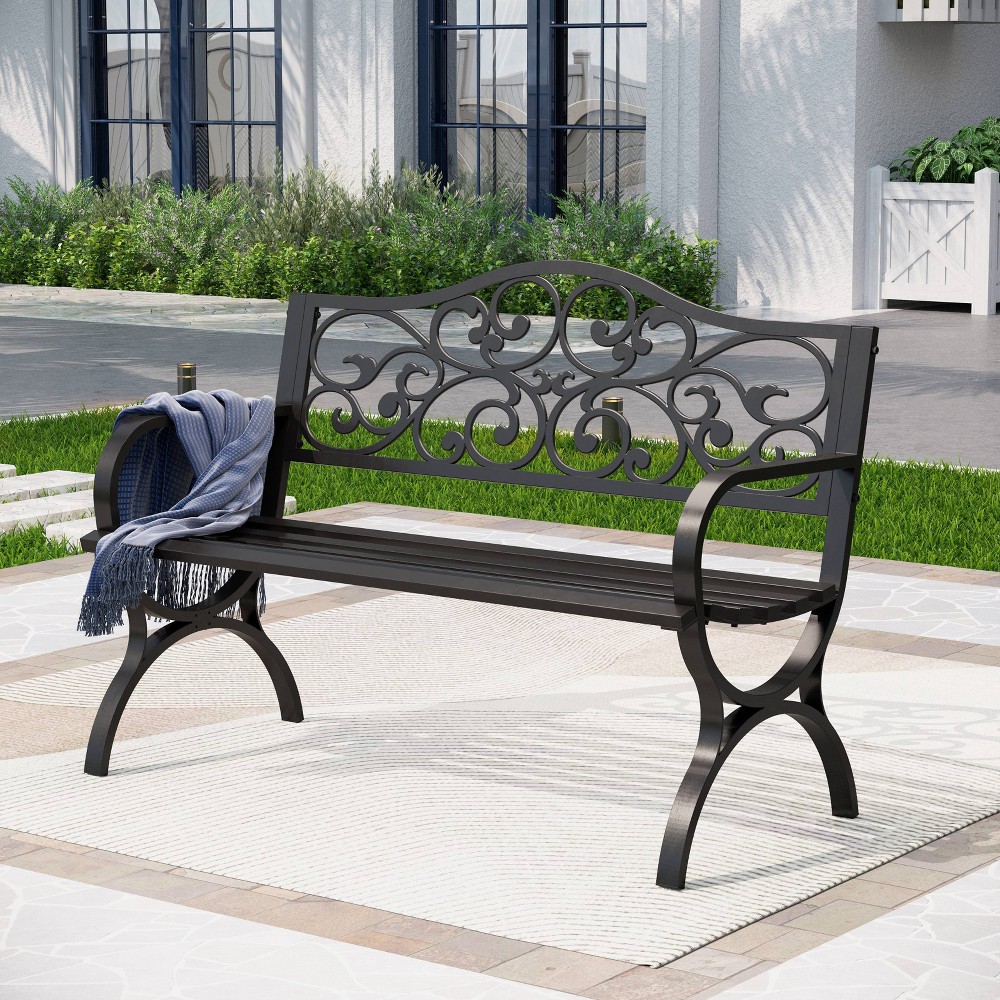 Photos - Garden Furniture Two Seat Cast Steel Porch Swing with Butterfly Shaped Back - Captiva Designs