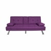 65.7”Futon Sleeper Sofa Bed,3 Angles for Adjusting,Manufactured Wood Frame, Tailored Linen Upholstery,Metal Chrome Legs,Purple - 3 of 4