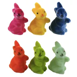 Easter 2.5" 6 Mini Flocked Bunnies Decor Decoration Spring  -  Decorative Figurines