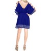 LA LEELA women's Vacation Casual Swim Holiday Beachwear Summer Beach Dress Plus Size Flowy Swimsuit Cover-up Tops 2X-3X Blue, Solid - 3 of 4