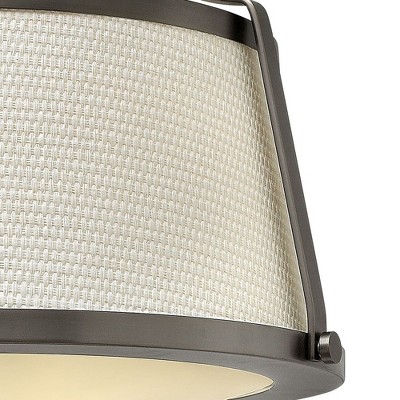Charlotte Antique Nickel 3-Light Geometric Semi-Flush Mount with Etched Opal Glass