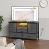 Coolmee 8 Drawer Fabric Dresser TV Stand, Dresser for Bedroom with Power Outlets & LED Lighting for 55 inch TVs, Wide Storage Console Table - 2 of 4