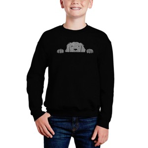 LA Pop Art Peeking Dog - Boy's Word Art Crewneck Sweatshirt - 1 of 3