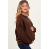 Pinkblush Brown Cable Knit Sleeve Round Neck Sweater - 3 of 4