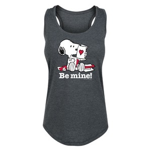 Women's - Peanuts - Be Mine Snoopy Graphic Racerback Tank - 1 of 4