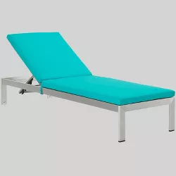 Shore Aluminum Outdoor Patio Chaise Lounge with Cushions - Turquoise - Modway