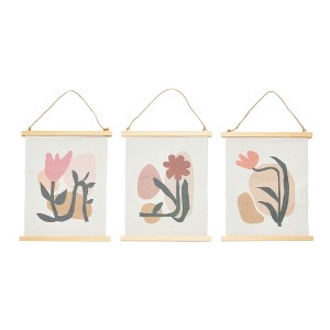Storied Home Abstract Floral Canvas Wall Scrolls, Set of 3 - 1 of 4