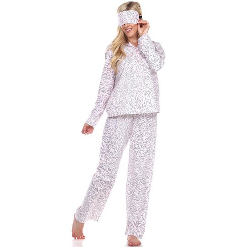 Women's Three-Piece Pajama Set Pink Cheetah X Large - White Mark