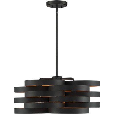 Zia Black Gold 28" Wide Modern Industrial 6-Light Chandelier
