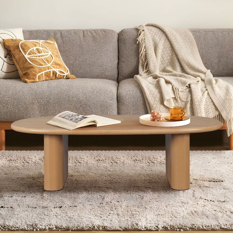 51'' Coffee Table with Two Vertical Thick Feet and Tapered Tabletop - Maison Boucle, 2 of 8