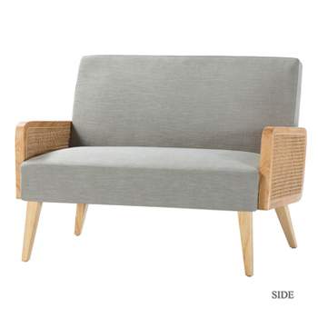Criss  Velvet Loveseat  Rattan Armrest  2-Seater Tufted Back Sofa Contemporary Loveseat for Living Room  | Karat Home