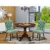 3-Piece Antique Walnut Finish Solid Wood Top-Round Upholstered Dining Room Set-Seats 4 - 2 of 4