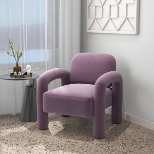 SEYNAR Mid-Century Modern Velvet Upholstered Accent Chair for Living Room,Purple,28.3''W*30.1''D*28.1''H - 1 of 4
