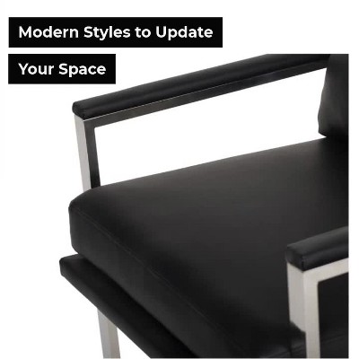 Sleek Chrome Frame Accent Chair with Caramel Faux Leather